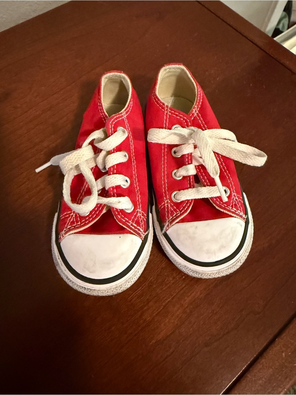 Converse Kids Red Canvas Sneakers with White Laces